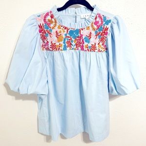 THML embroidered floral blouse size large